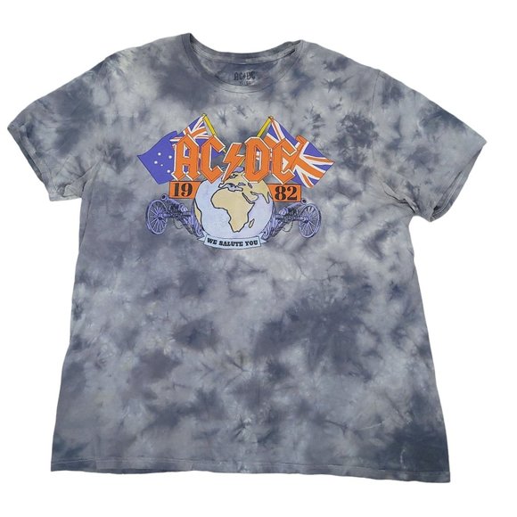 Perryscope ACDC We Salute You Graphic T Shirt Mens Sz L Tie Dye Gray Top - Picture 1 of 10